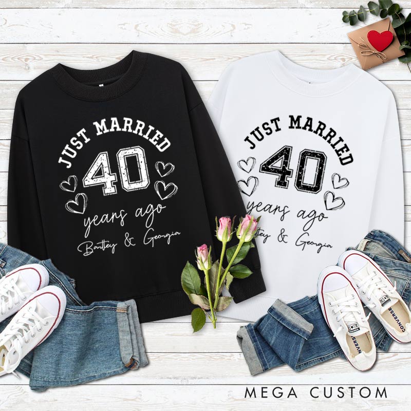 Personalized Couple 40th Anniversary Sweatshirt Just Married 40 Years Ago Outfit Anniversary Top for Wife Husband