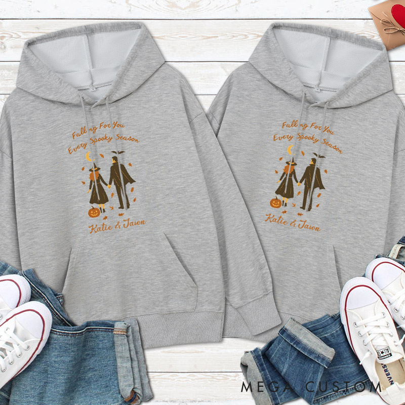 Personalized Falling for You Every Spooky Season Halloween Couple Hoodie
