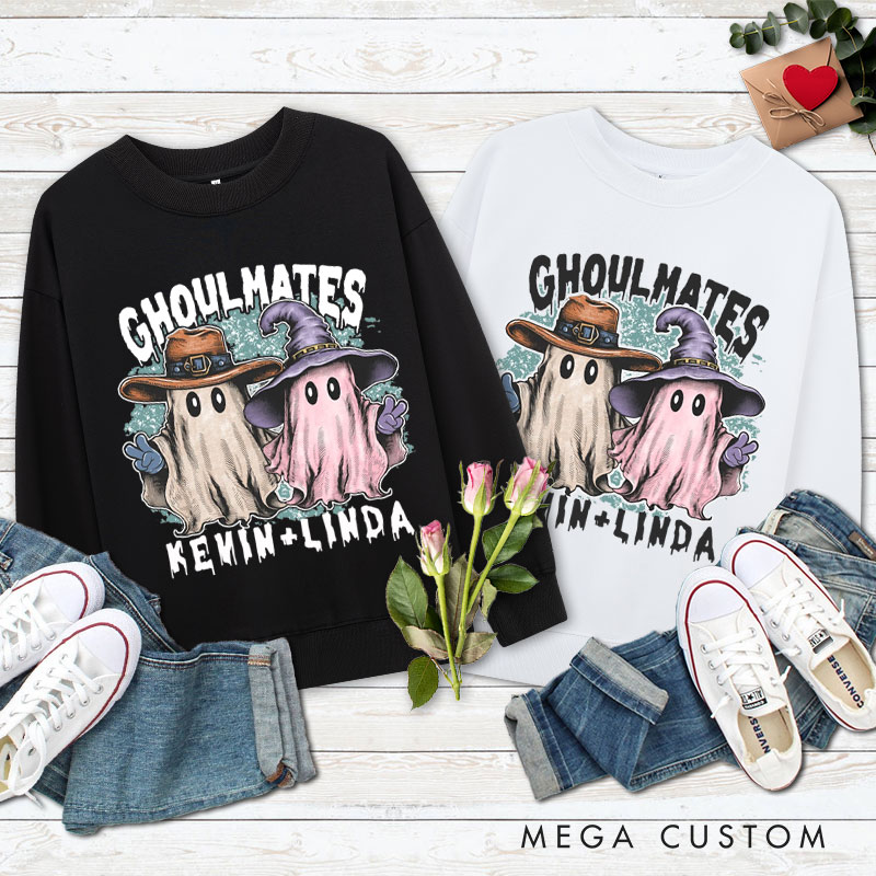 Personalized Ghoultmates Couple Ghost Halloween Couple Sweatshirt