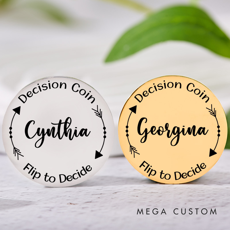 Personalized Couple Name with Arrow Decision Coin Custom Newlyweds Flip to Decide Coin Valentine's Day Gift for Boyfriend Girlfriend Husband Wife