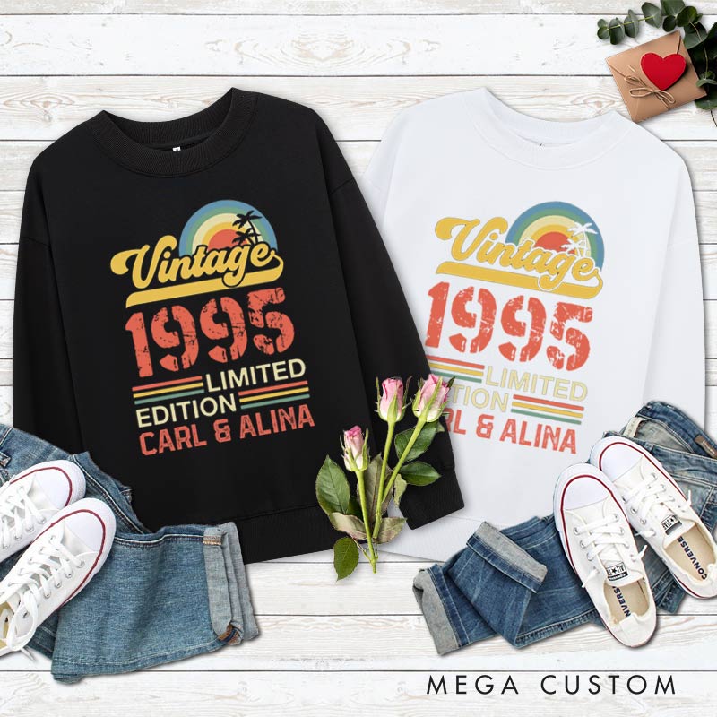 Personalized Couple 30th Cruise Anniversary Sweatshirt Vintage 1995 Limited Edition Anniversary Sweatshirt Retro Sunset Anniversary Outfit
