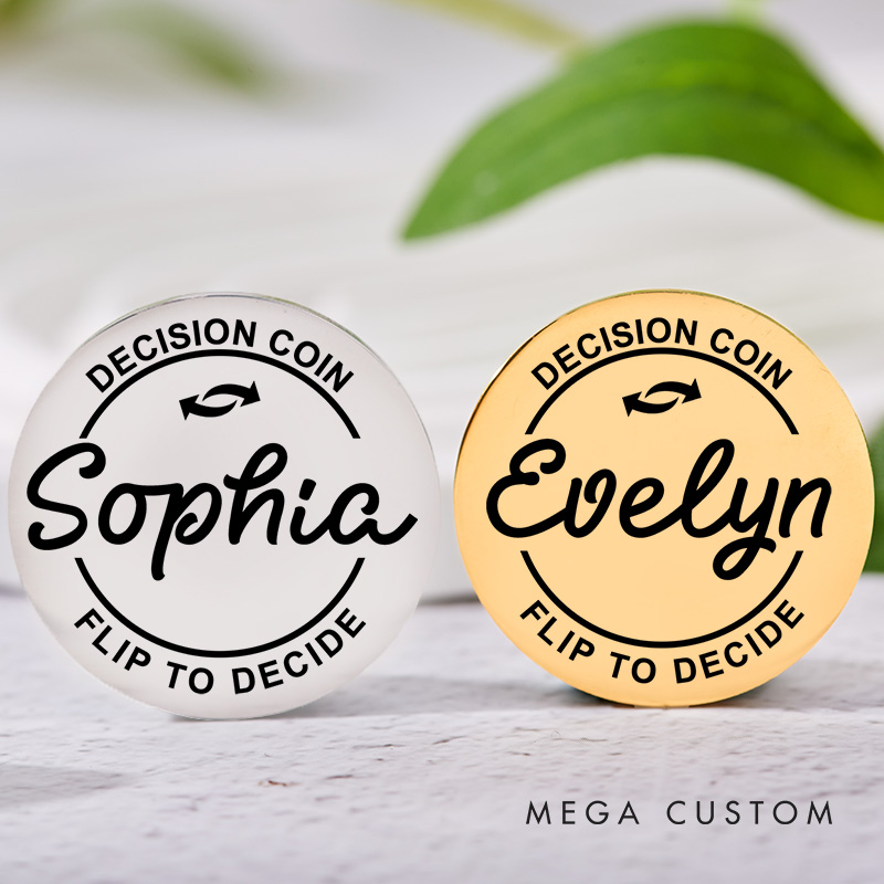 Personalized Funny Couple Name Decision Coin Newlyweds Flip to Decide Coin with Arrow Valentine's Day Gift for Boyfriend Girlfriend Husband Wife