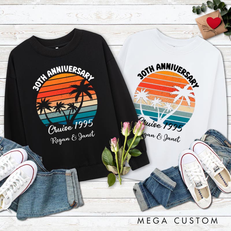 Personalized Couple 30th Anniversary Sweatshirt 30th Anniversary Cruise Tropical Celebration Anniversary Outfit Couple Gift Sweatshirt for Husband Wife 