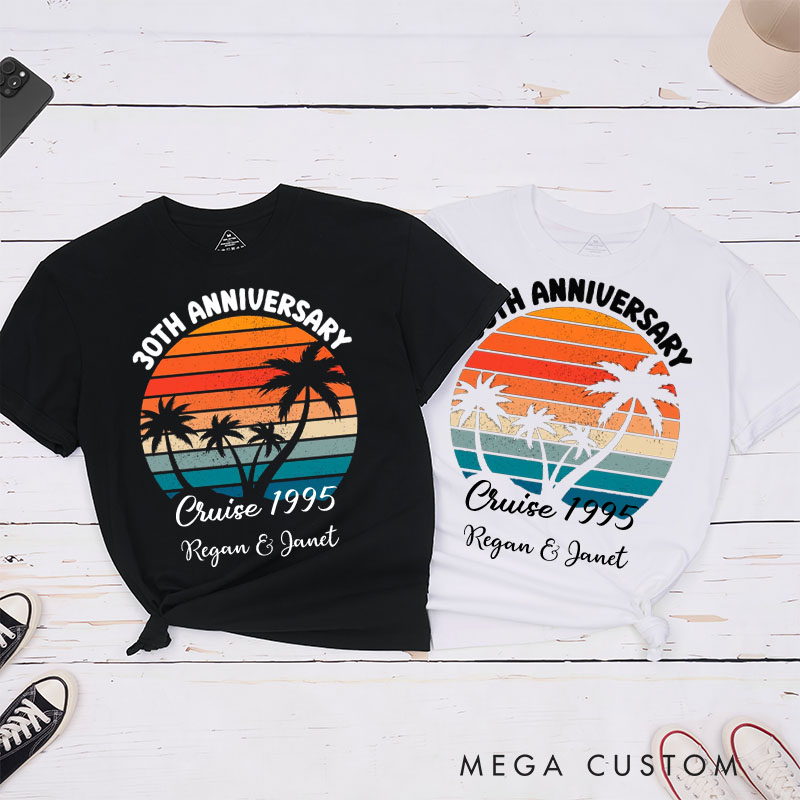 Personalized Couple 30th Anniversary T-Shirt 30th Anniversary Cruise Tropical Celebration Anniversary Shirt Couple Gift Tee for Husband Wife 