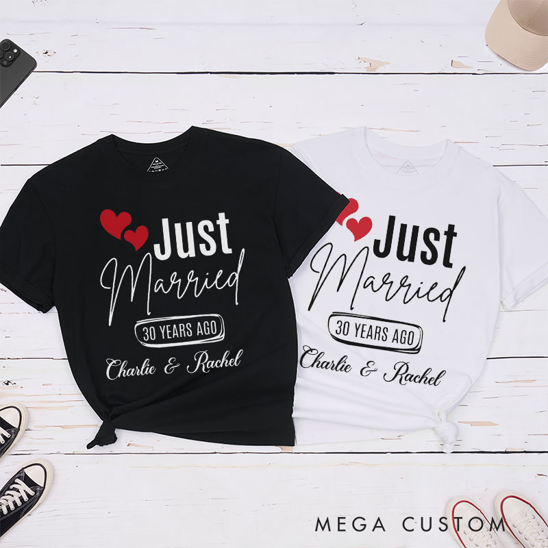 Personalized Couple 30th Anniversary T-Shirt Just Married 30 Years Ago T-Shirt Anniversary Gift Tees for Wife Husband 