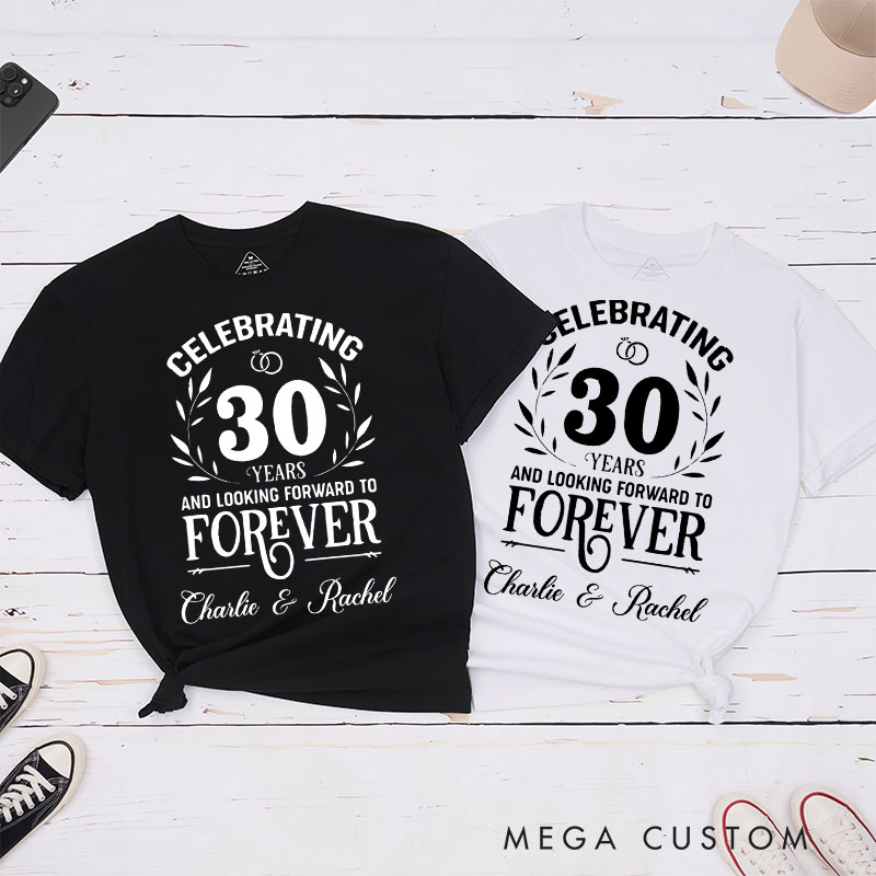 Personalized Couple 30th Anniversary T-Shirt Celebrating 30 Years Forever Together T-Shirt 30 YRS Anniversary Tees for Wife Husband