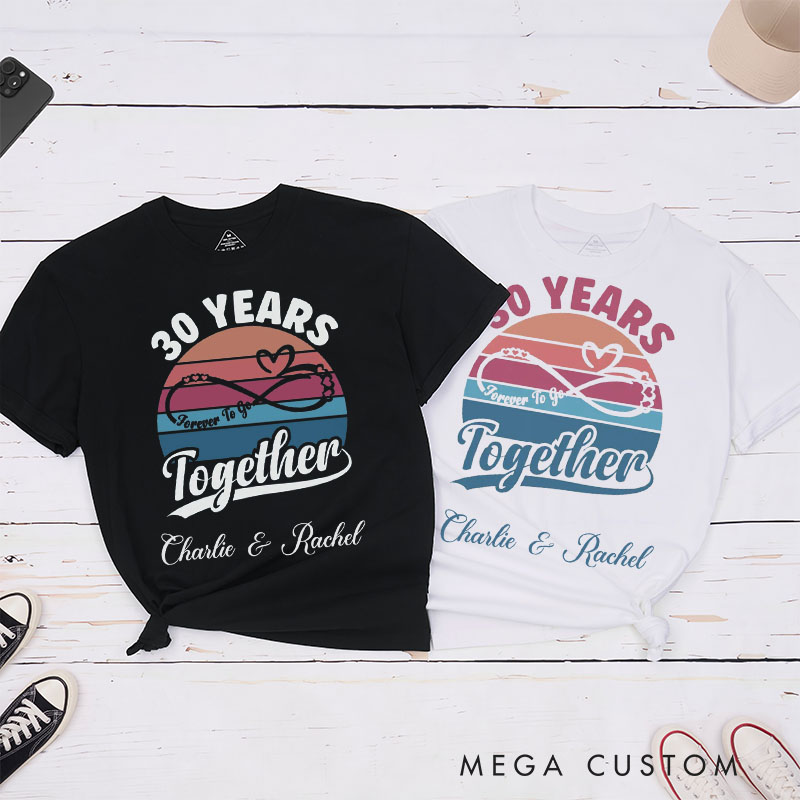 Personalized Couple 30th Anniversary T-Shirt Forever To Go T-Shirt Couple 30 YRS Anniversary Tees for Him Her