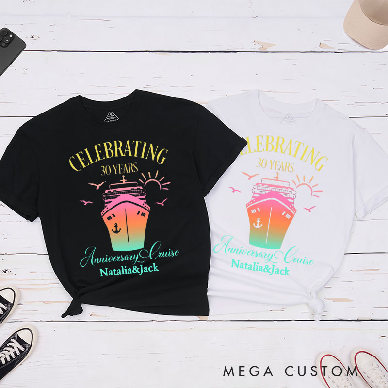 Personalized Couple 30th Cruise Anniversary T-Shirt Celebrating 30 Years Anniversary Cruise Shirt Wife Husband Anniversary Tees