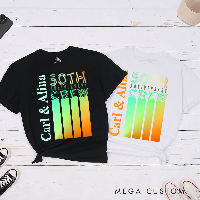 Personalized Couple 30th Cruise Anniversary Crew T-Shirt Modern Celebration Anniversary Shirt Couple T-Shirts for Husband Wife