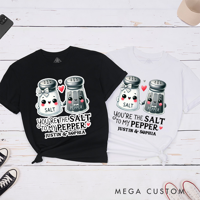 Personalized Couple You're the Salt to My Pepper Matching T-Shirt Valentine's Day T-Shirt for Husband Wife Boyfriend Girlfriend Gift for Hubby Wifey