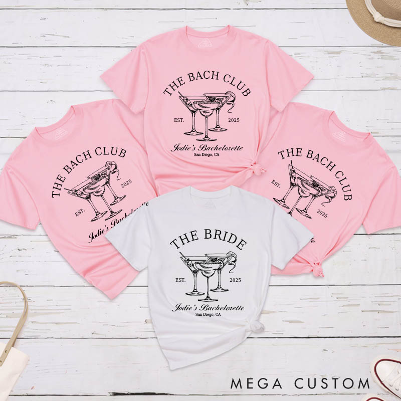 Personalized Bride The Bach Club Matching T-Shirt Bride's Crew T-Shirt Bridesmaid Wedding T-Shirt Bachelorette Party Gift