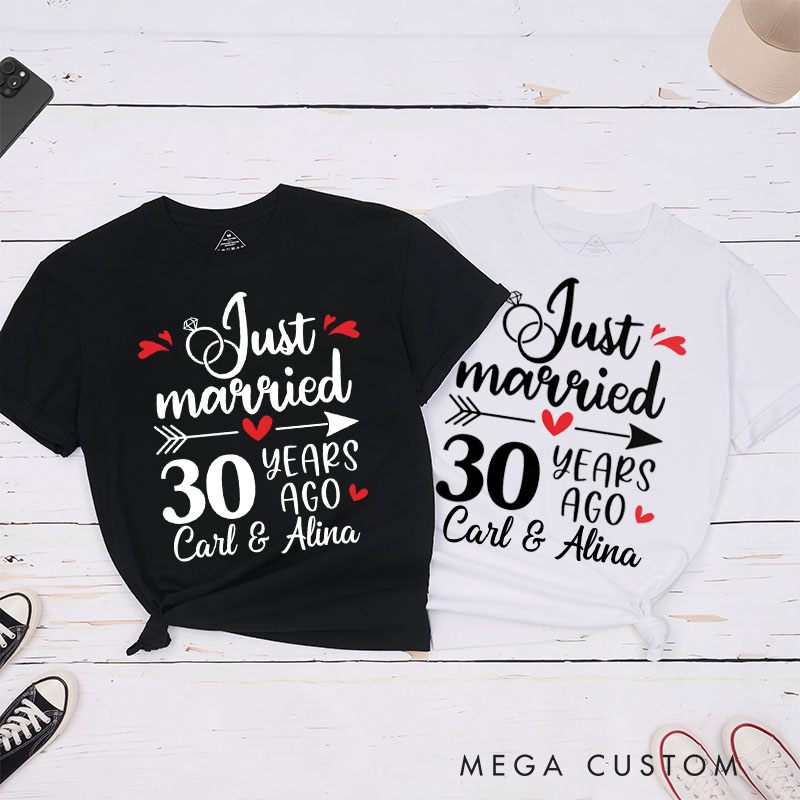 Personalized Couple 30th Cruise Anniversary T-Shirt Just Married 30 Years Ago Anniversary Romantic Wife Husband Anniversary Tees