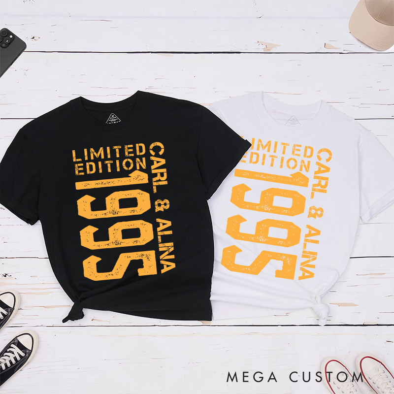 Personalized Couple 30th Anniversary T-Shirt Limited Edition 1995 Anniversary Shirt for Couples Wife Husband Gift Tees for Her Him