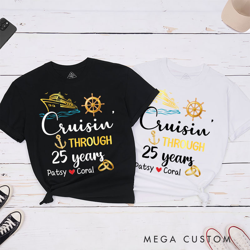 Personalized 25th Anniversary T-Shirt 25 years Cruise Anniversary Shirts Couple Anniversary Gift T-Shirts for Husband Wife