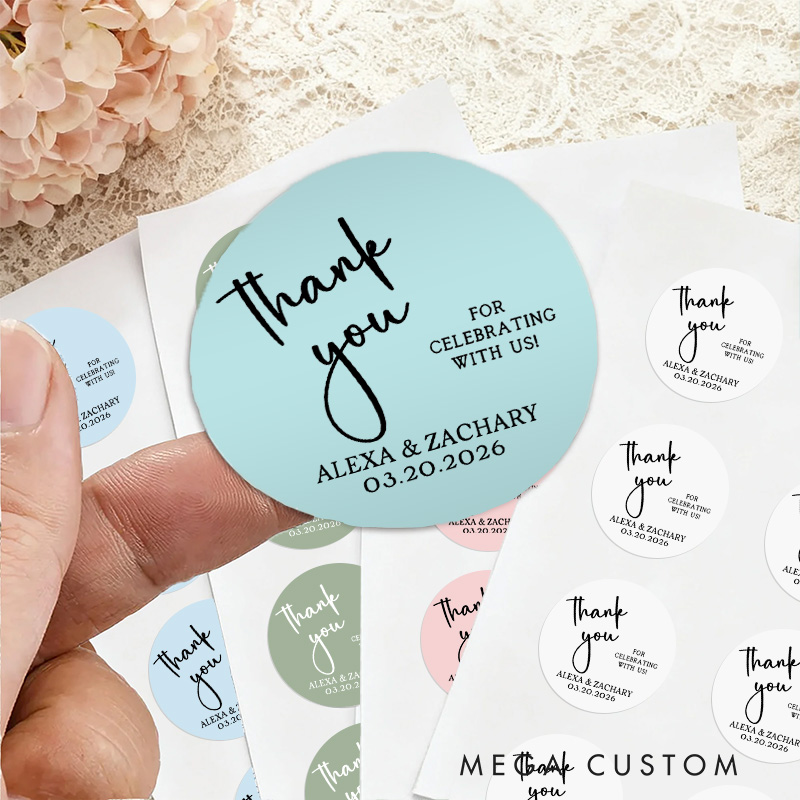 Personalized Couple Wedding Thank You 2.5" Stickers with Name Newlyweds Wedding Gift Bag Stickers Party Favors Label Candle Tags Bridal Shower Favors