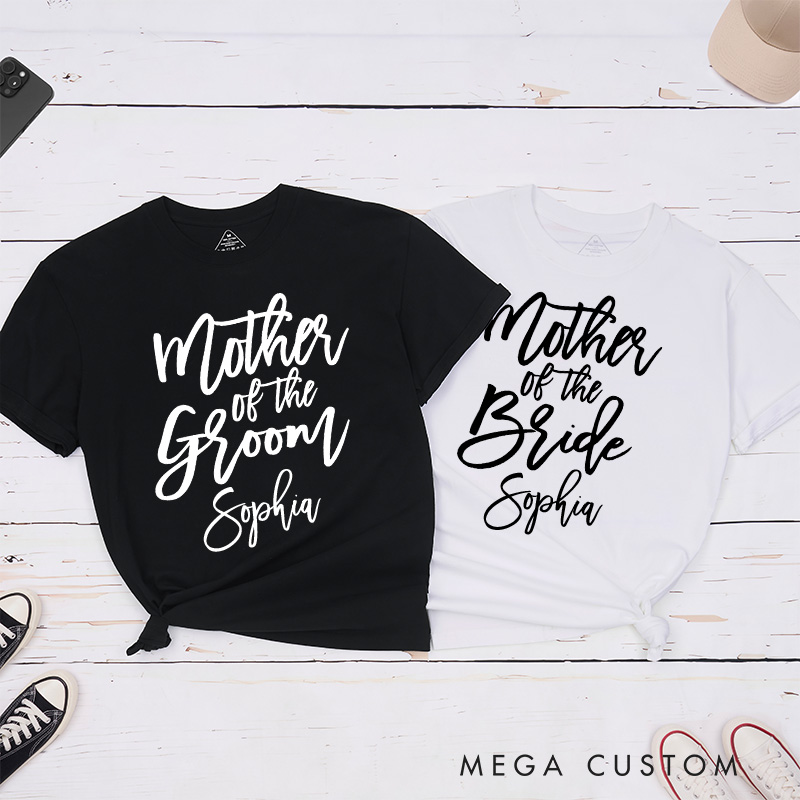 Personalized Modern Mother of the Bride MOB Matching T-Shirt Mother of the Groom MOG T-Shirt Wedding Day T-Shirt Bachelorette Party Gift