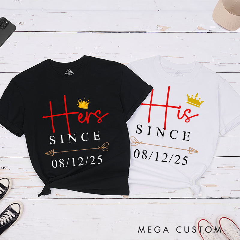 Personalized Couple Anniversary T-Shirt His & Hers Royal Love Anniversary Shirts Boyfriend Girlfriend Anniversary Tees for Couple