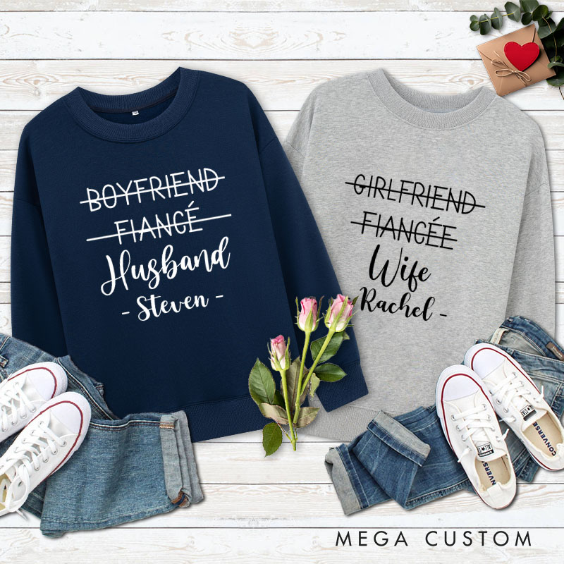 Personalized Couple Husband and Wife Matching Sweatshirt Couple Valentine's Day Sweatshirt for Husband Wife Hubby Wifey