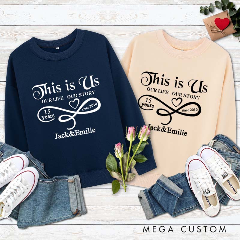 Personalized Husband and Wife Anniversary Hoodie 15th Anniversary Gift Sweatshirt Couple Sweatshirt for Her Him