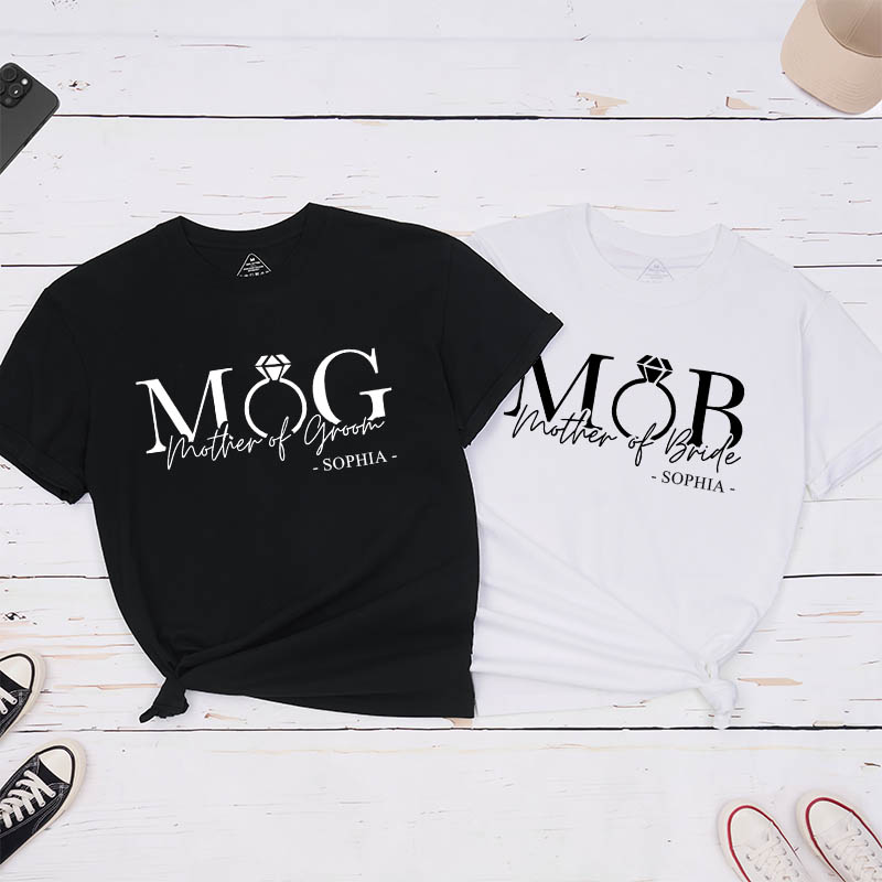 Personalized Mother of the Groom Mother of the Bride Matching T-Shirt MOB T-Shirt MOG T-Shirt Bachelorette Party Gift