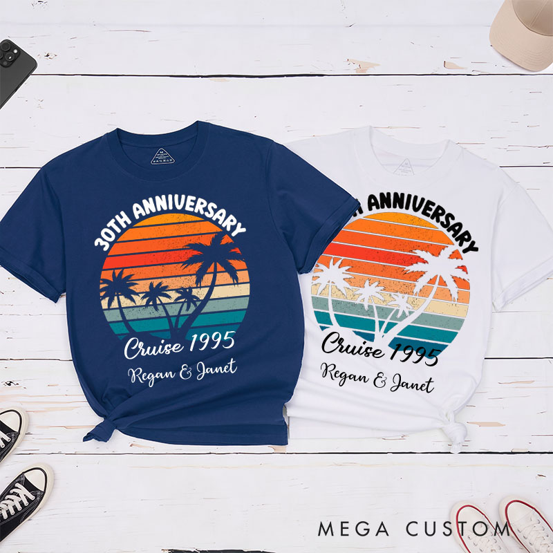 Personalized Couple 30th Anniversary T-Shirt 30th Anniversary Cruise Tropical Celebration Anniversary Shirt Couple Gift Tee for Husband Wife 