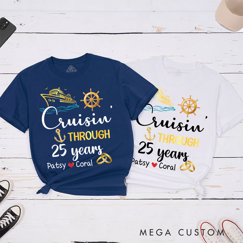 Personalized 25th Anniversary T-Shirt 25 years Cruise Anniversary Shirts Couple Anniversary Gift T-Shirts for Husband Wife