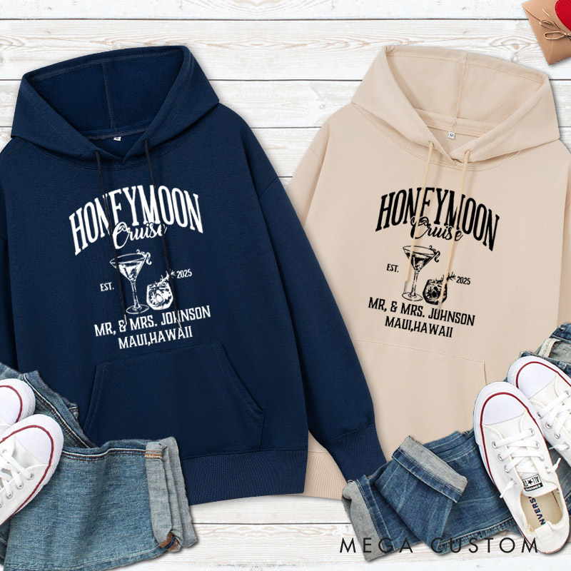 Personalized Honeymoon Cruise Mr and Mrs Matching Honeymoon Couple Hoodie