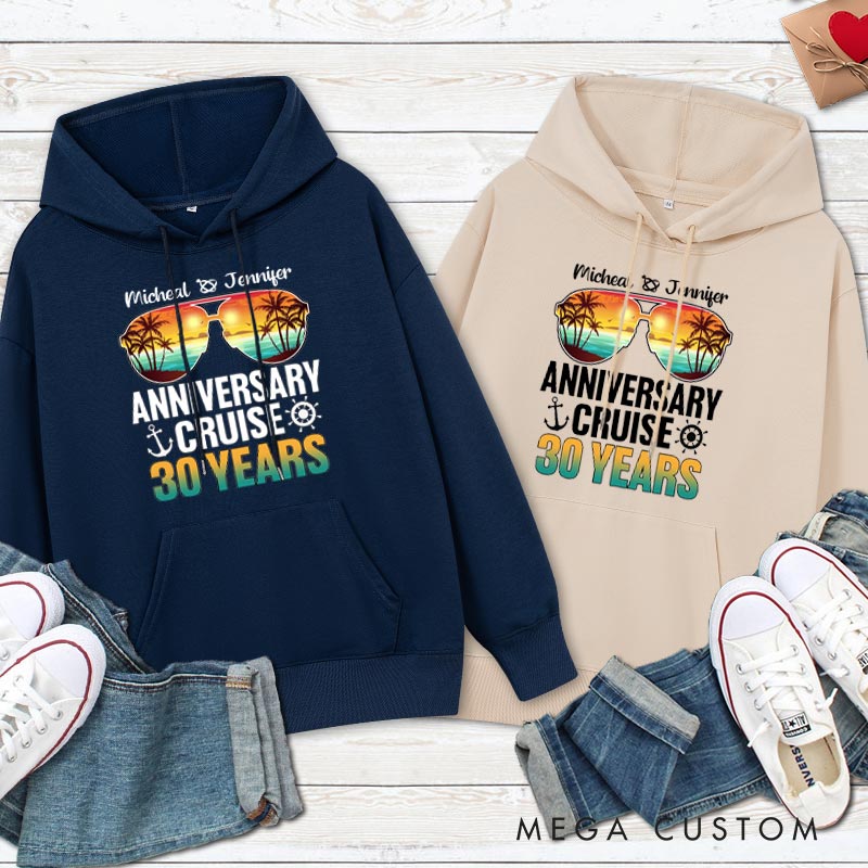 Personalized 30th Anniversary Cruise Hoodie 30 Years Anniversary Gift Hoodie for Couple Anniversary Outfit for Husband Wife