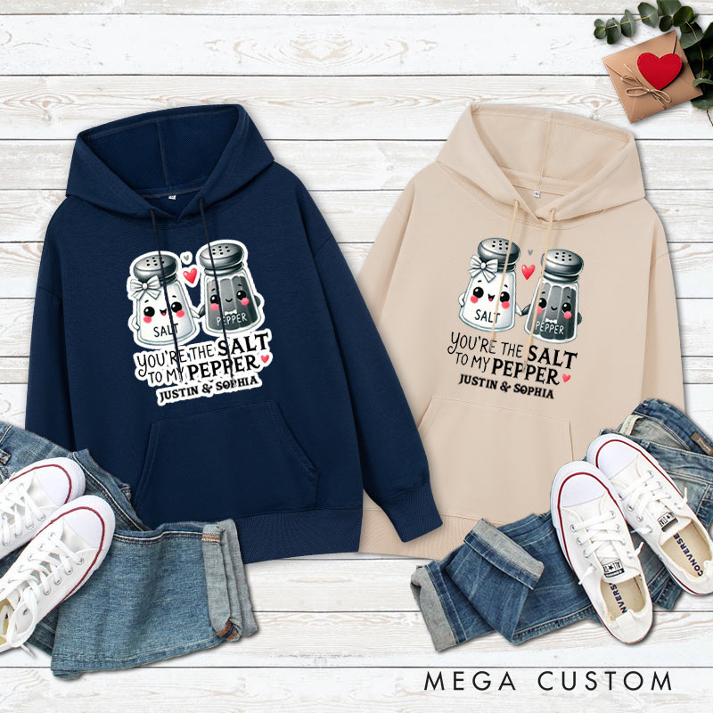 Personalized Couple You’re the Salt to My Pepper Valentine's Day Hoodie with Name Couple Sweatshirt for Boyfriend Girlfriend Husband Wife