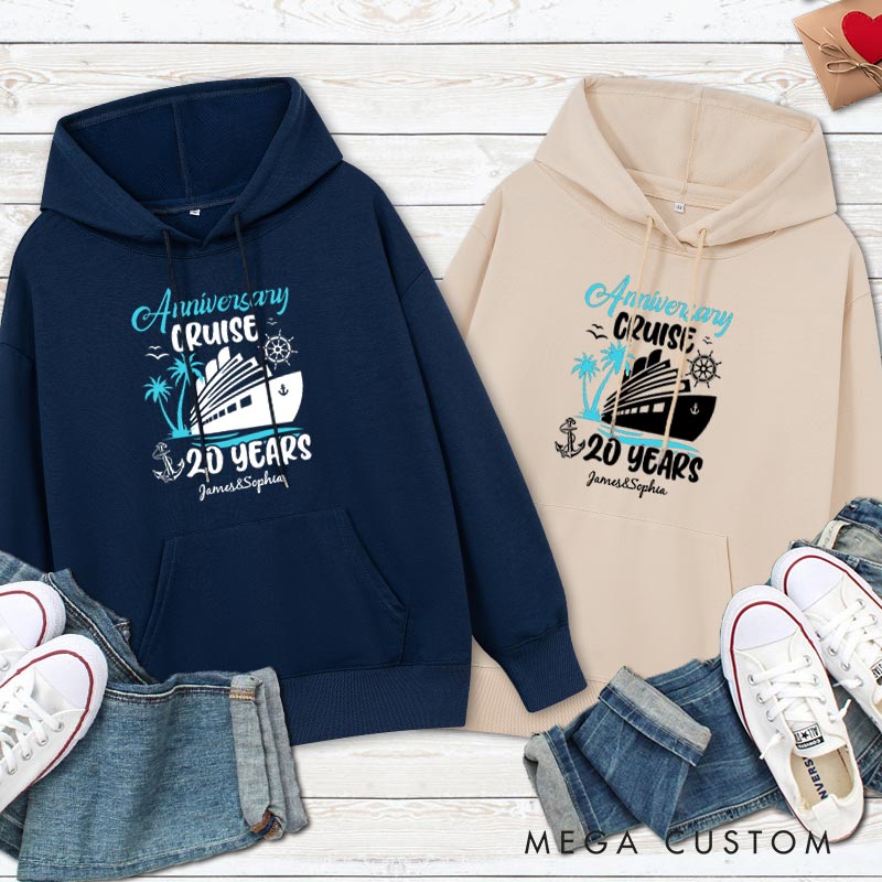 Personalized 20th Anniversary Cruise Hoodie Couple Cruise 20 Years Anniversary Top Wear Wife Husband Anniversary Outfit