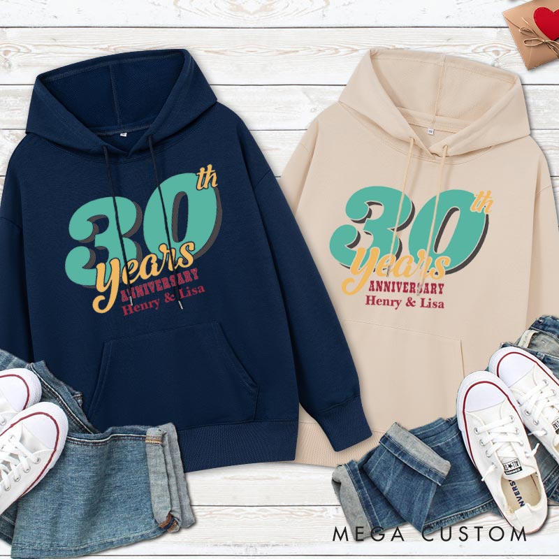 Personalized 30th Anniversary Celebration Hoodie Couple 30 Years Anniversary Outfit 30th Anniversary Top Wear for Wife Husband