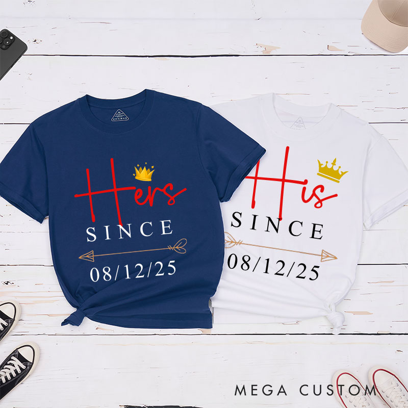 Personalized Couple Anniversary T-Shirt His & Hers Royal Love Anniversary Shirts Boyfriend Girlfriend Anniversary Tees for Couple