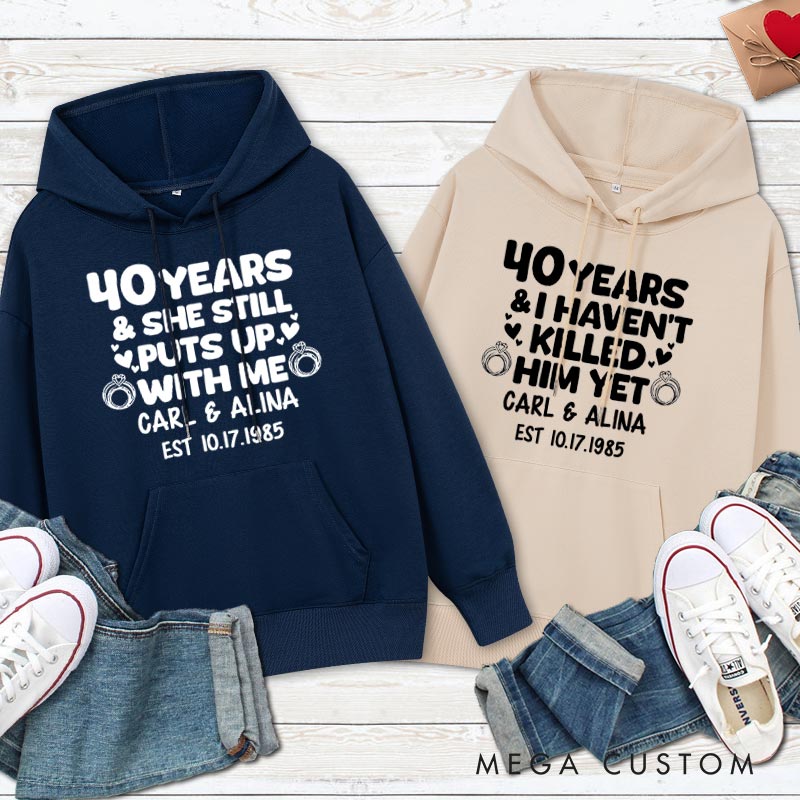 Personalized Funny 40th Anniversary Couple Hoodie Humor 40th Anniversary Hoodie for Couple Anniversary Outfit for Wife Husband