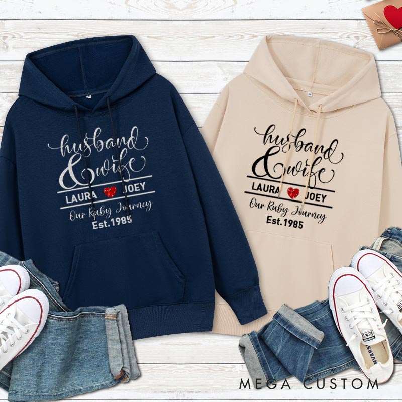 Personalized Our Ruby Journey Anniversary Hoodie Husband Wife 40th Anniversary Outfit Couple Anniversary Hoodie for Her Him