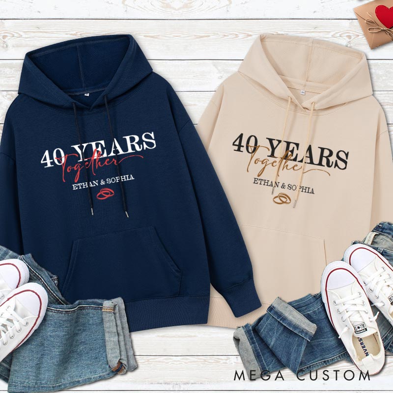 Personalized Couple 40 Years Together Anniversary Hoodie Husband Wife 40th Anniversary Outfit Couple Anniversary Hoodie for Her Him