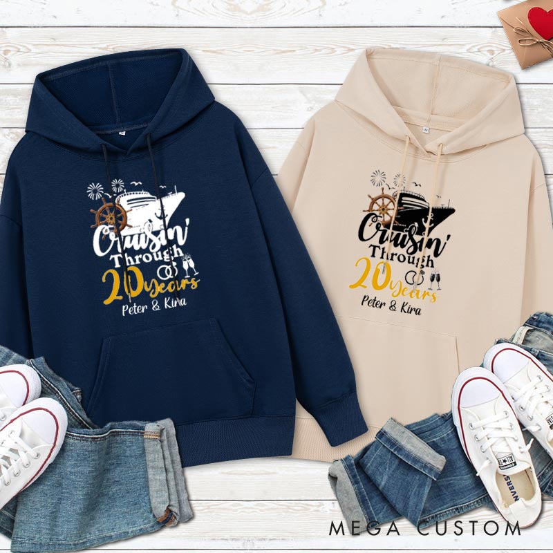 Personalized Cruisin' Through 20 Years Anniversary Hoodie 20th Couple Anniversary Outfit for Husband Wife
