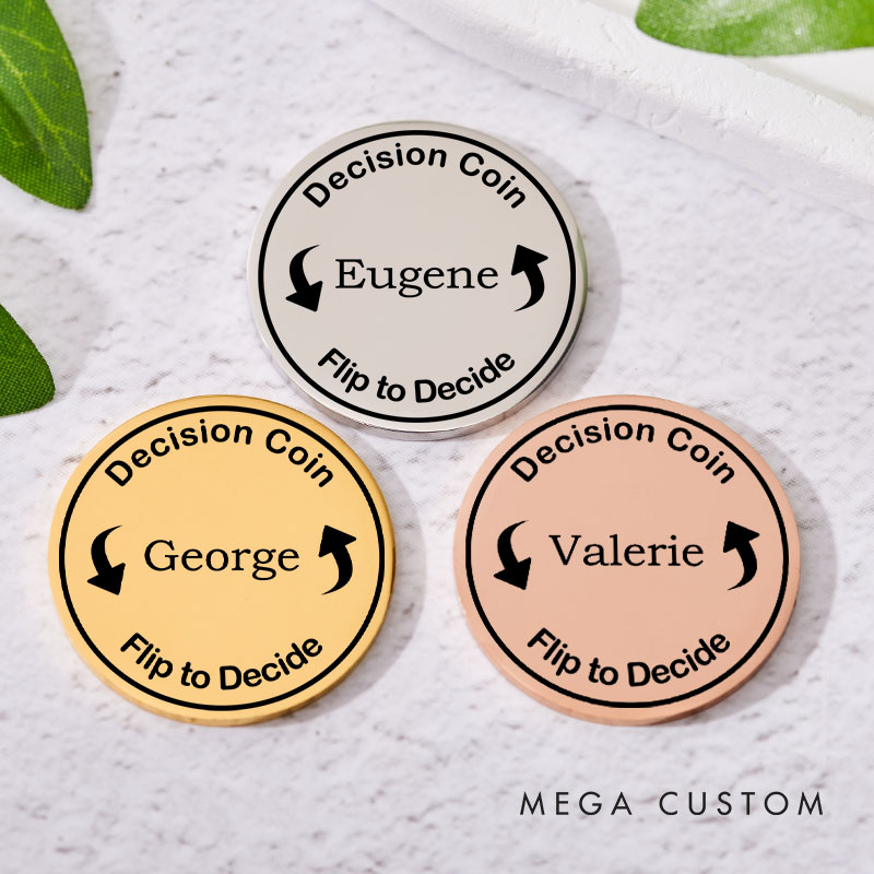 Personalized Couple Name Decision Coin Custom Newlyweds Flip to Decide Coin Valentine's Day Gift for Boyfriend Girlfriend Husband Wife Decision Coin