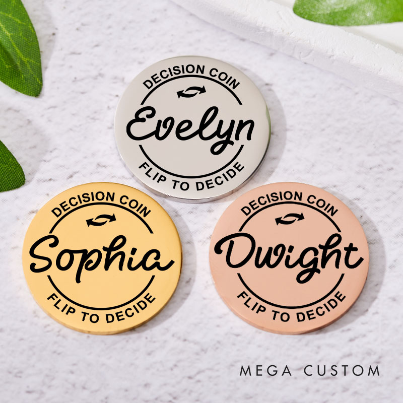 Personalized Funny Couple Name Decision Coin Newlyweds Flip to Decide Coin with Arrow Valentine's Day Gift for Boyfriend Girlfriend Husband Wife