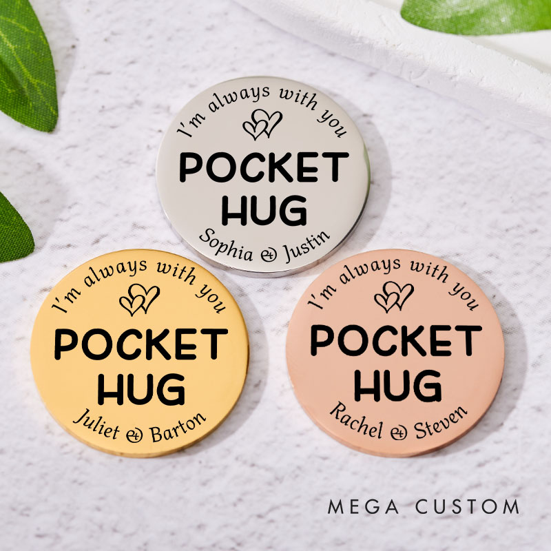 Personalized Couple Pocket Hug Decision Coin Newlyweds I’m Always with You with Heart Coin Valentine's Day Gift for Boyfriend Girlfriend Husband Wife
