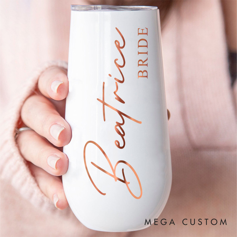 Personalized Exquisite Bridesmaid Name Champagne Tumbler Custom Bride Champagne Tumbler Maid of Honor Bachelorette Party Favors Bridal Shower Gift