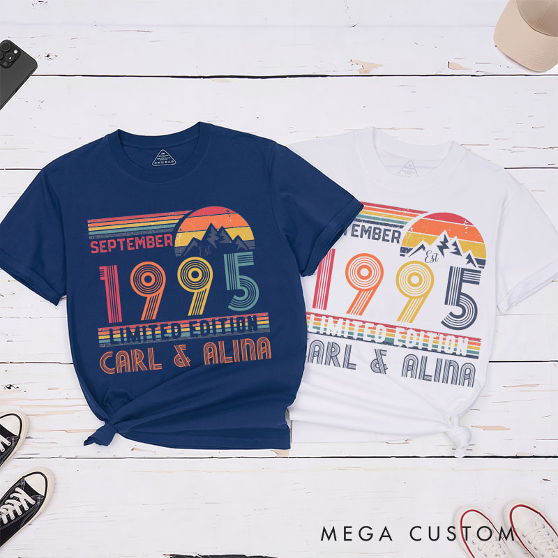 Personalized Couple 30th Anniversary T-Shirt Limited Edition 1995 - Anniversary Retro T-Shirt Wife Husband 30th Anniversary Tees for Couple