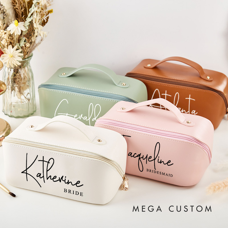 Personalized Bridesmaid Name and Title Makeup Bag Bride Wedding Cosmetic Bag Maid of Honor Toiletry Pouch Bachelorette Party Favor Bridal Shower Gift