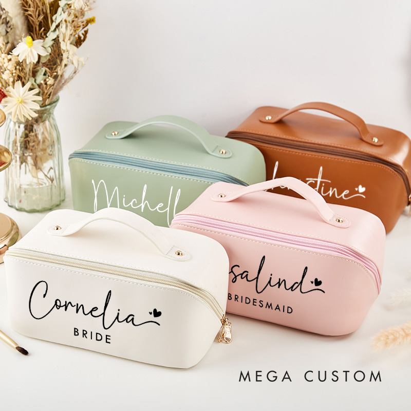 Personalized Bridesmaid Graceful Name Makeup Bag Bride Wedding Cosmetic Bag Maid of Honor Toiletry Pouch Bachelorette Party Favor Bridal Shower Gift