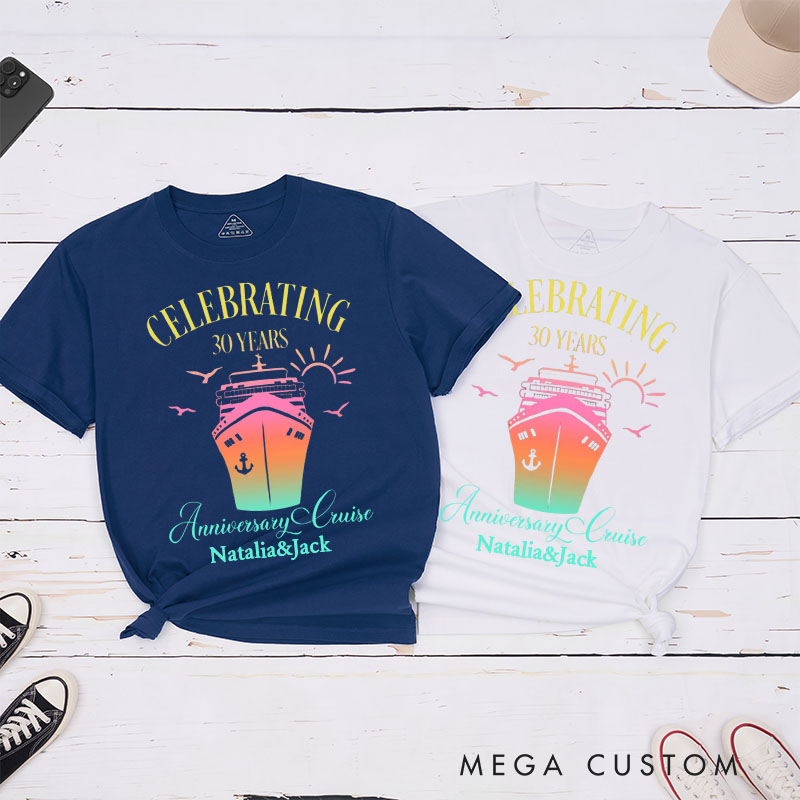 Personalized Couple 30th Cruise Anniversary T-Shirt Celebrating 30 Years Anniversary Cruise Shirt Wife Husband Anniversary Tees