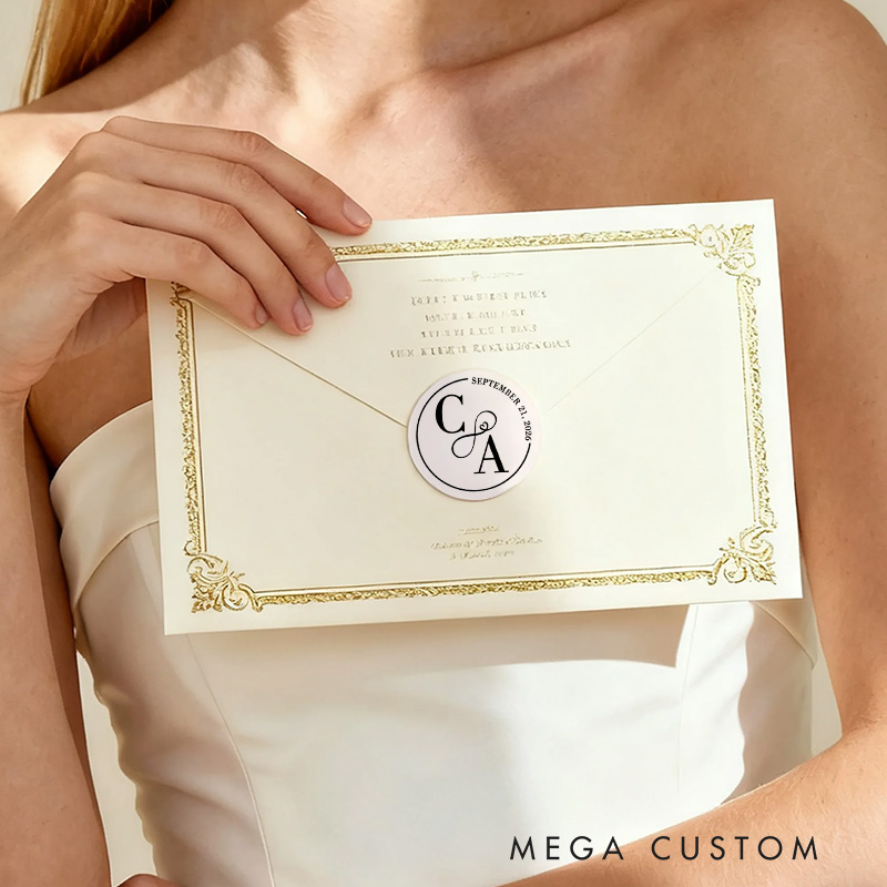 Personalized Couple Wedding Wreath 2" Stickers with Initials Newlyweds Thank You Stickers Party Favors Label Tags Candle Bridal Shower Favors