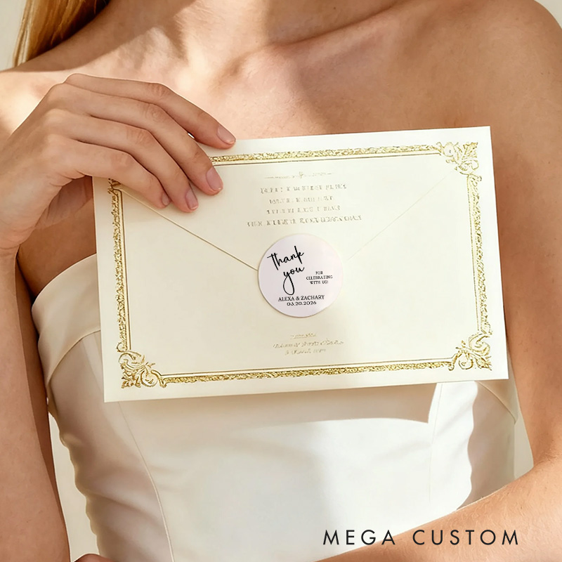 Personalized Couple Wedding Thank You 2.5" Stickers with Name Newlyweds Wedding Gift Bag Stickers Party Favors Label Candle Tags Bridal Shower Favors