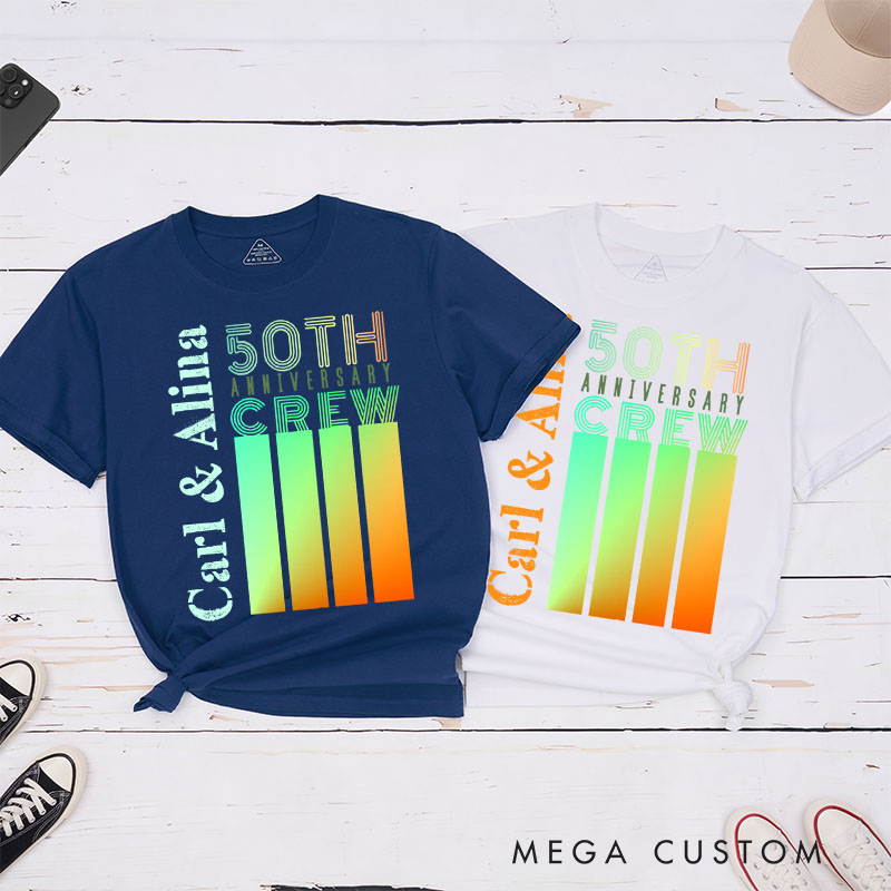 Personalized Couple 30th Cruise Anniversary Crew T-Shirt Modern Celebration Anniversary Shirt Couple T-Shirts for Husband Wife