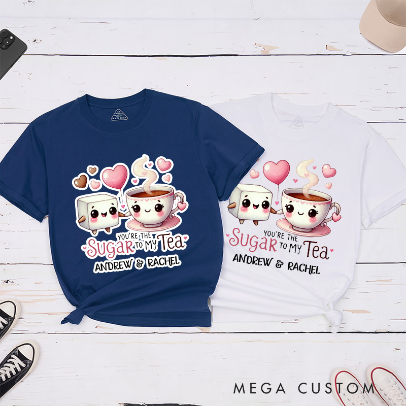 Personalized Couple You're the Sugar to My Tea Matching T-Shirt Valentine's Day T-Shirt for Husband Wife Boyfriend Girlfriend Gift for Hubby Wifey