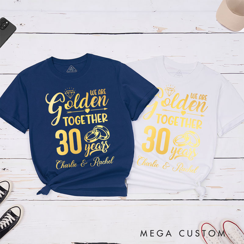 Personalized Couple 30th Anniversary T-Shirt We Are Golden Together Anniversary Shirt Couple T-Shirts for Husband Wife