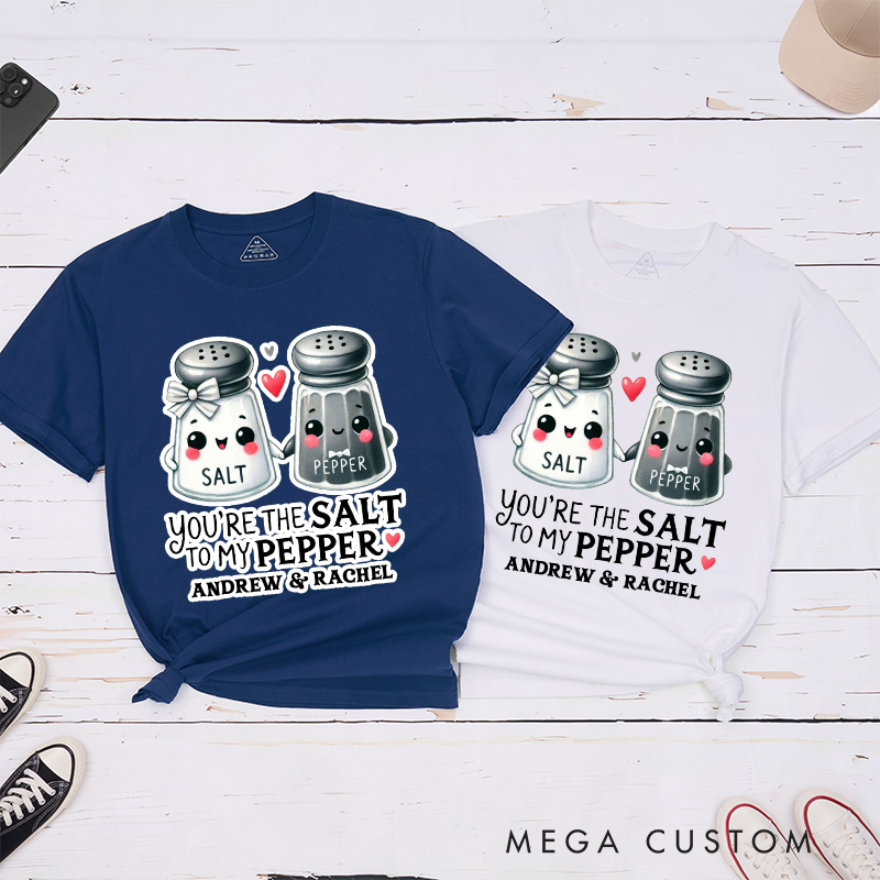 Personalized Couple You're the Salt to My Pepper Matching T-Shirt Valentine's Day T-Shirt for Husband Wife Boyfriend Girlfriend Gift for Hubby Wifey